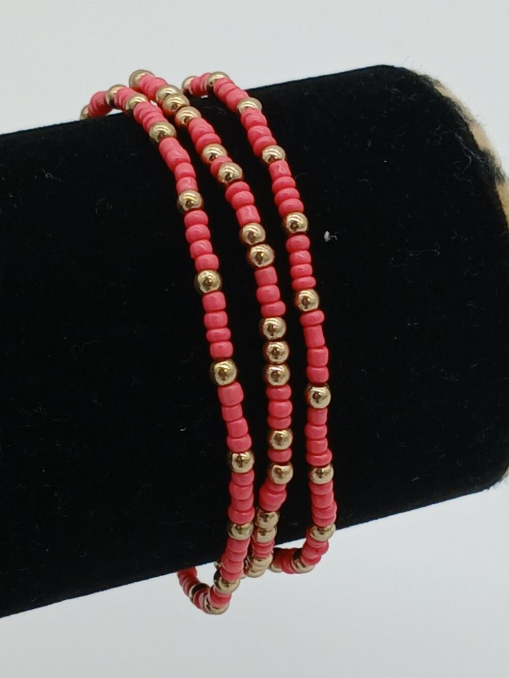 0166 18K Gold Plated Splendid Iris 2mm Seed Bead Bracelets Coral Gold